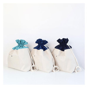 [SO,ON DESIGN] Upcycling <b>Drawstring</b> <b>Backpack</b> Reusable Cotton Canvas Storage Gym Bag - Product Image 2