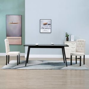 Juego de 2 Sillas de Comedor de Tela Crema, Diseño Estándar y Duradero - Product Image 1