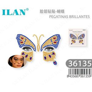 Pegatinas faciales con diamantes de imitación Iln, diseño de mariposa para decoración facial 36135 - Product Image 1