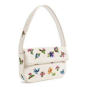 Bolso de Hombro Bordado a Mano con Flores Blancas y Cuentas |   Bolso con solapa y estampado de flores silvestres para mujer - Product Image 1