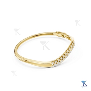 Lab Grown Diamond Wavy Contour <b>Bangle</b> 14K 18K <b>Solid</b> <b>Gold</b> Fine Women Multi Row Pave Luxury Jewelry Manufacturer Wholesale - Product Image 4