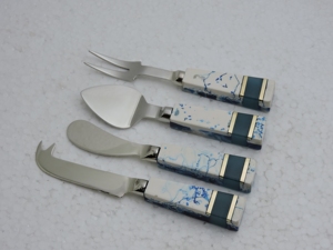 Ensemble d'ustensiles à fromage en acier inoxydable, 4 pièces, manche en marbre blanc, outils de service, sans danger pour les aliments, lavage à la main uniquement - Product Image 5