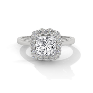 Pregnant Cut Moissanite Halo <b>Ring</b> 925 <b>Silver</b> Prong Set <b>Solitaire</b> Wedding Engagement Band - Product Image 1