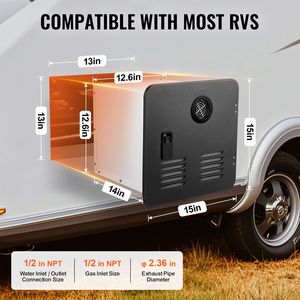 Scaldabagno Istantaneo Senza Serbatoio per Camper 15x15 Pollici Nero con Telecomando 55000BTU Comfort Ottimale - Product Image 6