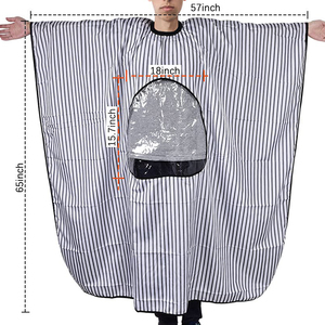 Capa de Peluquería a Rayas Blancas y Negras, Textil Antiadherente, Diseño para el Cabello, Cierre a Presión Ajustable, Antiarrugas, Alta Calidad - Product Image 4