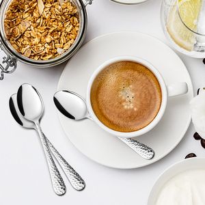 12 Piece 6 Inch Stainless Steel <b>Coffee</b> <b>Spoons</b> Hammered Design Rust-Free Dishwasher Safe for Espresso <b>Coffee</b> Sugar Tea - Product Image 3