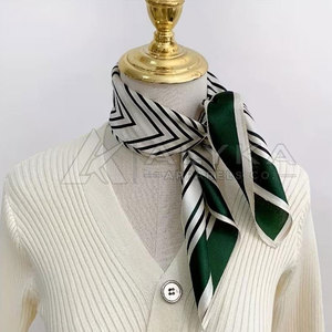 Custom Design Luxury Medium Bandana Premium Quality Outdoor Fishing Unisex Square <b>Silk</b> Scarf Bows Pattern <b>Green</b> White Digital - Product Image 4