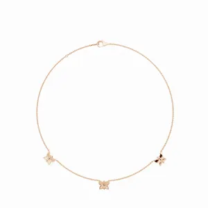 Collier chaîne à maillons Fleur De Trois en diamant de laboratoire, or rose 18 carats, 63 pièces, pendentif de fiançailles pour femme - Product Image 4