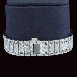 Montre de luxe en argent sterling 925, style hip-hop, entièrement sertie de moissanite, cadran carré bleu, entièrement incrustée de diamants - Product Image 5