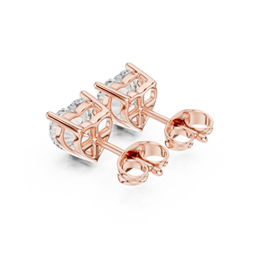 Heart Cut Diamond Stud Earrings in Solid Gold or Sterling Silver Romantic Three Prong Setting Gemstone Jewelry for Women - Product Image 2