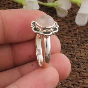 Anillo de Plata de Ley con Cuarzo Rosa Natural para Mujer, Joyería Romántica para Fiestas, Venta al por Mayor, Precio de Fábrica de Piedras Preciosas Genuinas - Product Image 2