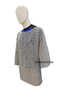 Camisa de malla de aluminio hecha a mano, de media manga, con anillos remachados redondos, armadura de Hauberk, disfraz de caballero medieval para recreación histórica - Product Image 3