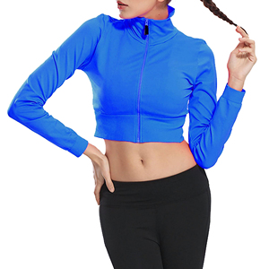 Custom LOGO Breathable Gym Fitness Zip-Up Training Sweat Running <b>Workout</b> Yoga Cropped Sport <b>Jacket</b> for Women - Product Image 6