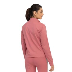 Chaqueta de Forro Polar Rosa para Mujer, Manga Larga, Cierre de Cremallera, Cuello Alto, Color Sólido, Transpirable, Tejida, para Otoño - Product Image 6
