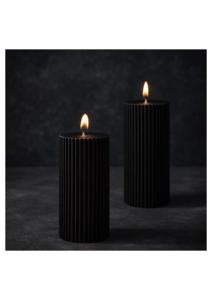 Enhance Your Beautiful Space Our Elegant Ribbed Black Soy Wax <b>Paraffin</b> Pillar Candles Halloween Diwali Christmas Scented - Product Image 1