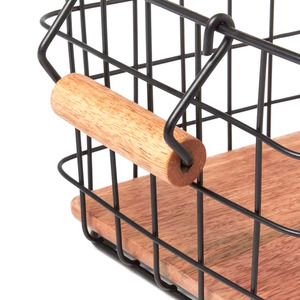 Wholesale Nordic Black Metal Wire Fruit <b>Basket</b> Round Food Storage Organizer Bowl Vintage Farmhouse Kitchen Storage <b>Basket</b> - Product Image 6