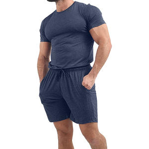 Hot Sale Breathable Casual Men's Summer <b>Twin</b> <b>Sets</b> Short Sleeve T-Shirts and Shorts - Product Image 2