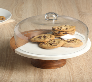 Wood & <b>Marble</b> <b>Cake</b> <b>Stand</b> Decoration With Acrylic Dome <b>Cake</b> <b>Stand</b> Modern Decoration <b>Marble</b> <b>Cake</b> <b>Stand</b> - Product Image 1
