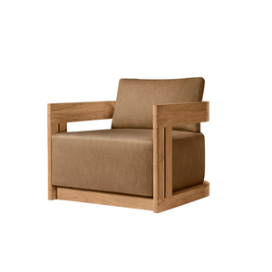 Outdoor Lounge <b>Sofa</b> Chair Fabric Upholstered Garden Armchair <b>Wooden</b> <b>Frame</b> Patio Seating - Product Image 1