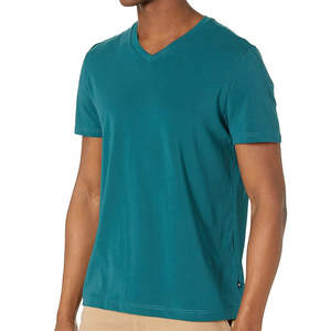 High Quality Custom V-Neck Knitted T-<b>Shirt</b> for <b>Men</b> Casual Plus Size Pullover Anti-Wrinkle & Breathable Features <b>Men's</b> T-<b>Shirts</b> - Product Image 1
