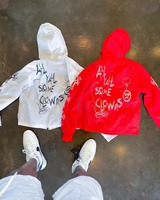 Ensemble de survêtement léger réversible coupe-vent unisexe personnalisé, écologique, à capuche, couleur unie, style streetwear