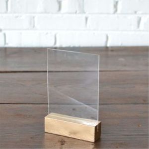 Support de Présentation en Acrylique Transparent avec Base en Bois Doré, Porte-Photo en Acrylique, Présentoir de Menu pour Mariage, Fête, Décoration Intérieure - Vente en Gros - Product Image 1