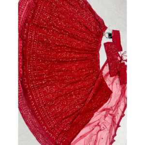 Vestido de Noche de Diseñador Kavya Fab, Lehenga Choli Bordado en Rojo, Talla M, para Fiestas y Ocasiones Especiales - Product Image 5