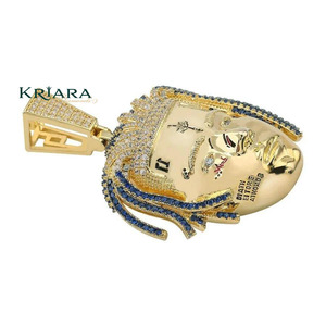 Colgante de Plata 925 Chapado en Oro de 22k con Diamante Cultivado en Laboratorio y Diseño de Cabello Trenzado, Joyería de Estilo Hip Hop para Hombre - Product Image 3