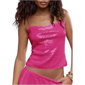 Hauts de soirée scintillants à paillettes pour femmes, débardeurs à fines bretelles, style Y2K, crop top pour fêtes et clubs - Product Image 1