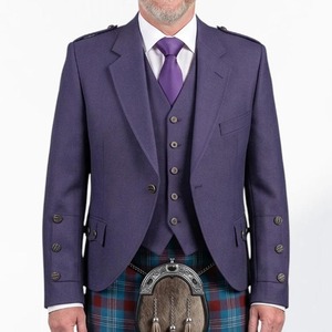 Chaqueta Kilt de Lana Morada con Diseño Argyle para Hombre, Traje Escocés de las Tierras Altas, Venta al Por Mayor, Hecho a Mano en Fábrica - Product Image 1