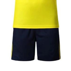 Conjunto de Camiseta de Fútbol Unisex Amarilla, Cuello en V, Manga Corta, Absorbe la Humedad, Ecológica, Poliéster Elástico en Cuatro Direcciones, Estampado Geométrico - Product Image 3