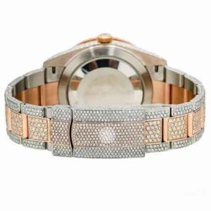 Montre de luxe en diamant et moissanite, bracelet argenté, fermoir caché, mouvement à quartz ETA analogique, cadran en cristal saphir 15 mm pour homme, étanche - Product Image 6