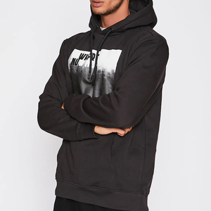 Sudadera con capucha extragrande personalizada al por mayor para hombre, 100% algodón, manga larga, informal, con logo impreso. - Product Image 4