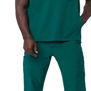 High Quality Men's Medical Scrub Uniform <b>Set</b> V-neck Short Sleeve <b>Doctor</b> Nurse Hospital Workwear Suit Dental Spa Uniforms - Product Image 2