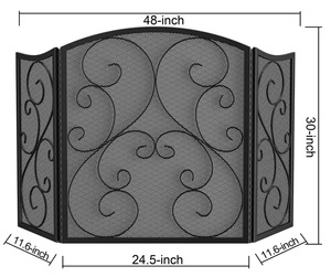 Protector de Chimenea Metálico con Diseño Barroco de Volutas, Paneles de Malla Plegables, Protector Decorativo Contra Chispas, Protector de Hogar Independiente - Product Image 5