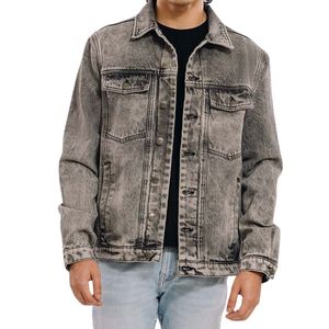 Chaquetas Vaqueras de Mezclilla Lavada de Alto Gramaje, Corte Clásico Regular, para Uso Exterior, Elegantes y Duraderas, de Algodón, para Uso Diario y Estilo Urbano - Product Image 1