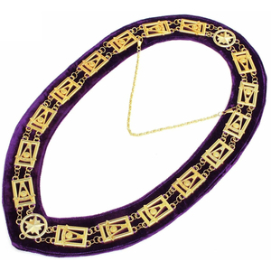 Collier de chaîne maçonnique à col large pour anciens maîtres maçons, en velours violet, pour la vente en gros de regalia maçonniques - Product Image 1