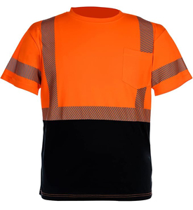 เสื้อทำงานสีส้มสะท้อนแสงสำหรับผู้ชาย ผ้าโพลีเอสเตอร์ มีแถบสะท้อนแสง กระเป๋าเสื้อแบบแข็ง ชุดยูนิฟอร์มนิรภัย - Product Image 3