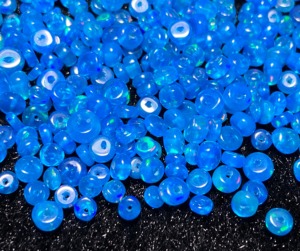 Natural Opal Beads Ethiopian Welo Stone 3-5mm Smooth Rondelle Drilled Gemstone Pryba Blue Color Smoked Treated Hasnain Gems - Product Image 1