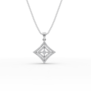 Collier de luxe en argent sterling plaqué or avec pendentif cadre concentrique et diamant de laboratoire en forme de cerf-volant, certifié IGI, bijoux fins en gros - Product Image 1