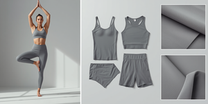 Ensemble de vêtements de sport pour femmes, soutien-gorge de sport en maille à carreaux gris sans couture, haut court pour le yoga, tenue de gym, 240 GSM, vêtements de sport haut de gamme - Product Image 4
