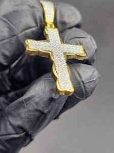 สร้อยคอประดับเพชรแนวฮิปฮอปโทนสีทองจี้ไขว้สุดคลาสสิกแบบมีเอกลักษณ์เครื่องประดับหรูหราขนาดเล็ก - Product Image 3