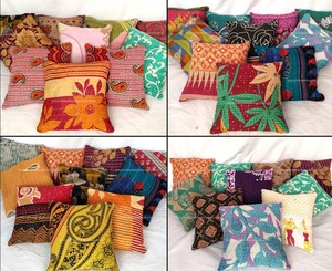 Handmade Patchwork Cotton Cushion Cover Kantha Stitch Multicolor Decorative Pillow Case Home Decor - Product Image 6