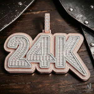 Colgante de Moissanita para Fiesta Hiphop, con Letra Iced Out, Tono Oro Rosa, Plata 925 para Hombre - Product Image 4