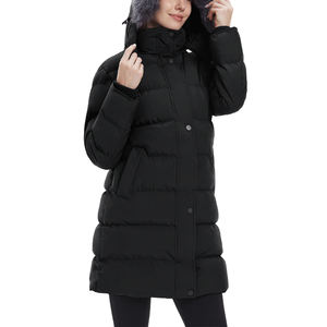 Parka d'hiver longue pour femme, respirante, à capuche, grande taille, matelassée, en nylon, coupe ample, pour l'extérieur - Product Image 1