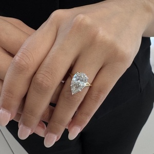 Wholesale 5.23 Carat Pear Cut IGI Certified Lab Grown Diamond 14K Two Tone <b>Ring</b> Luxury <b>Split</b> Shank Hidden Halo Engagement <b>Ring</b> - Product Image 1