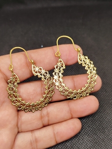 Export Brass Drop <b>Earrings</b> Bulk Handcrafted Gold Plated Finish Pattern Bezel - Product Image 2