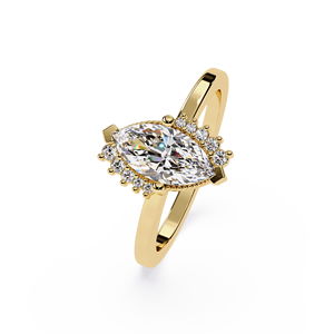 Bagues de fiançailles et de mariage vintage en or massif 14 carats avec diamant de laboratoire taille marquise, certifiées IGI, bijoux personnalisés, vente en gros directe d'usine - Product Image 3