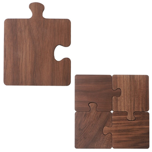 Sous-verres en bois puzzle minimalistes, ensemble de sous-verres à thé en bois massif, tapis et supports pour sous-verres puzzle, meilleur prix - Product Image 4