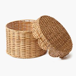 Rattan <b>flower</b> box handwoven lidded basket cheapest cost container baskets wholesale storage <b>boxes</b> - Product Image 2